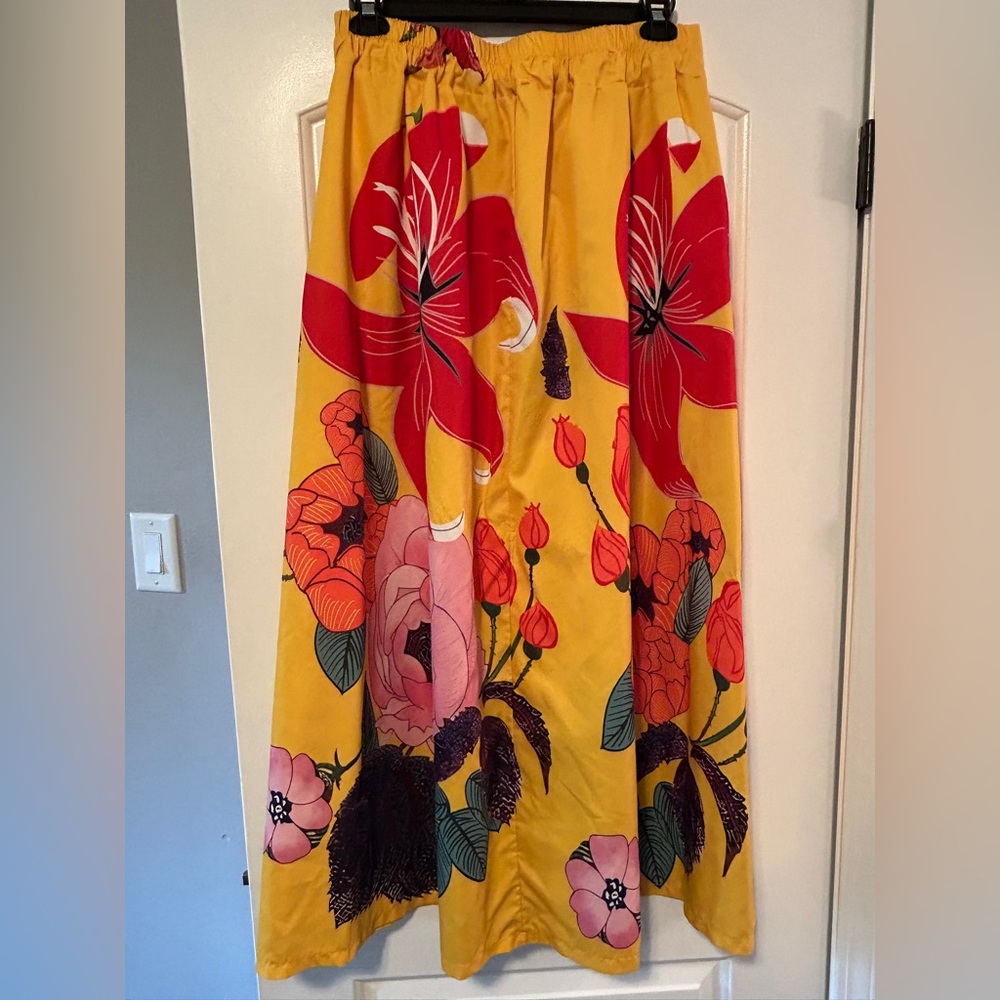 Floral Yellow Maxi Skirt - Picture 2 of 2